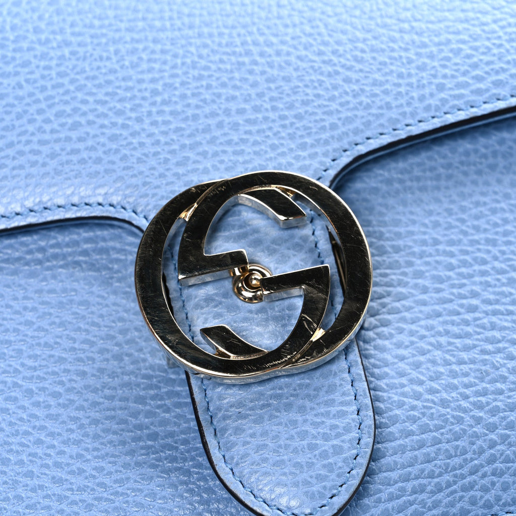 Dollar Calfskin Small Interlocking G Shoulder Bag Mineral Blue