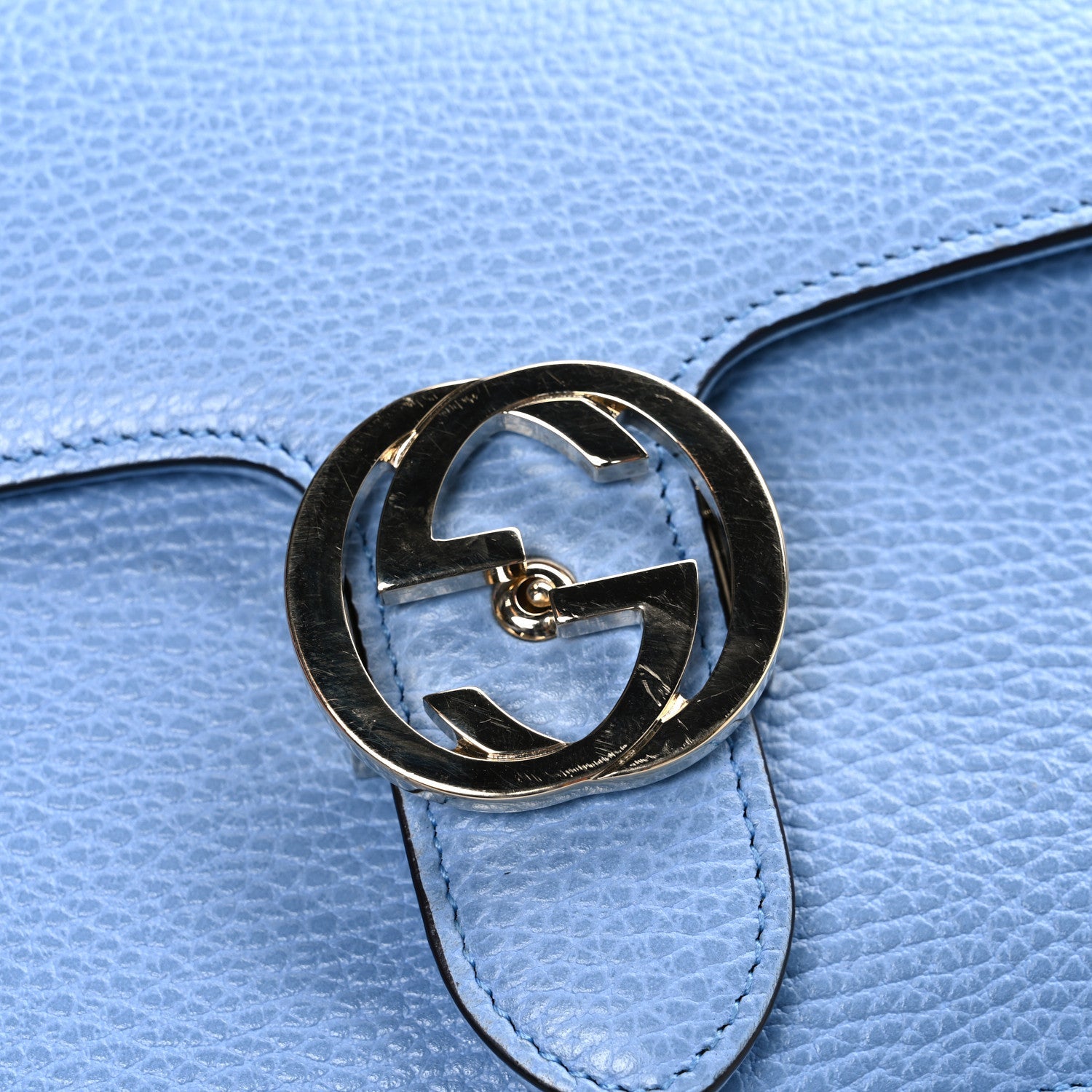 Dollar Calfskin Small Interlocking G Shoulder Bag Mineral Blue