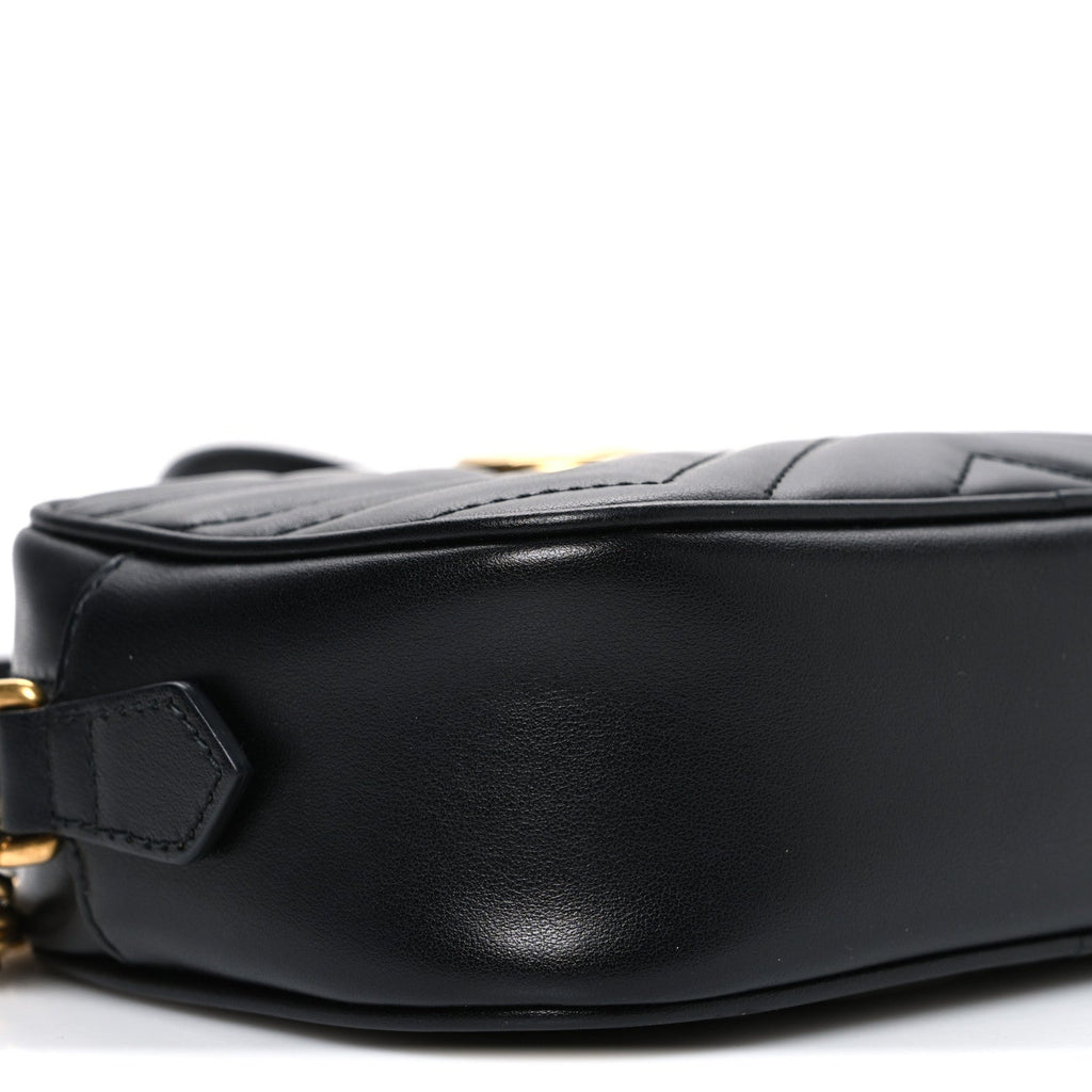 Calfskin Matelasse Mini GG Marmont Chain Shoulder Bag Black