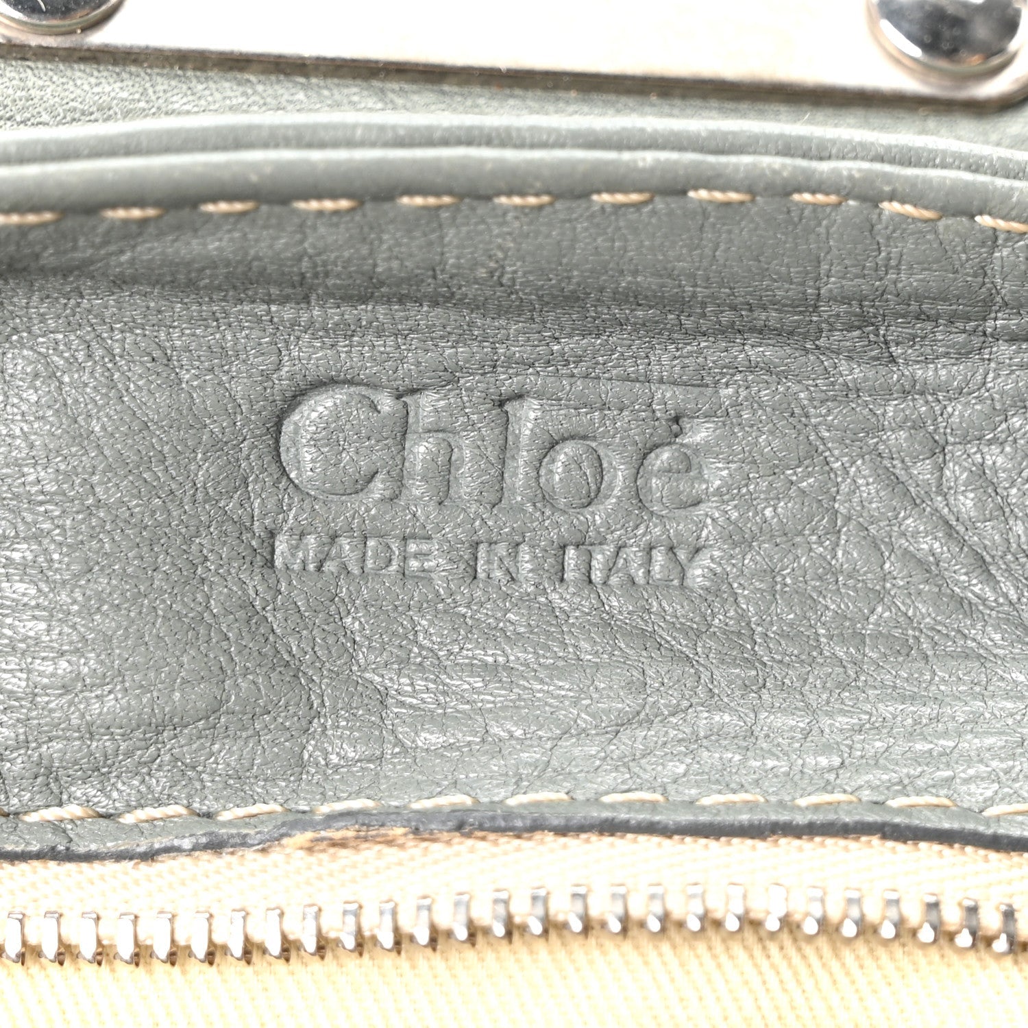 Calfskin Paddington Front Pocket Tote Gris Vert