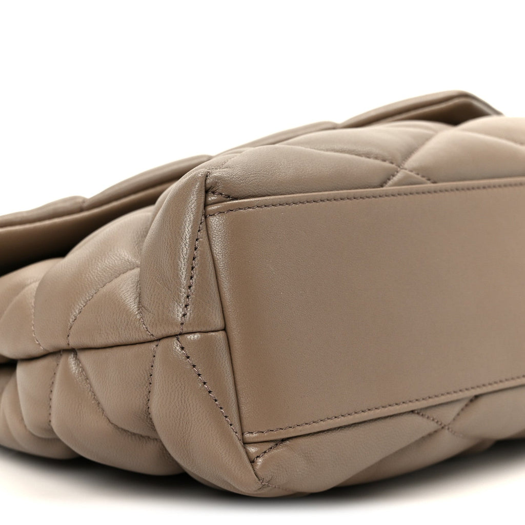 Lambskin Quilted Sade Puffer Envelope Clutch  Taupe