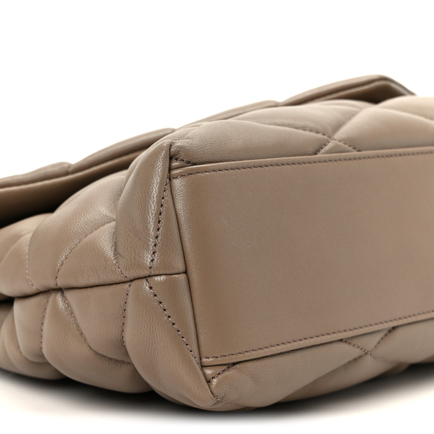 Lambskin Quilted Sade Puffer Envelope Clutch  Taupe