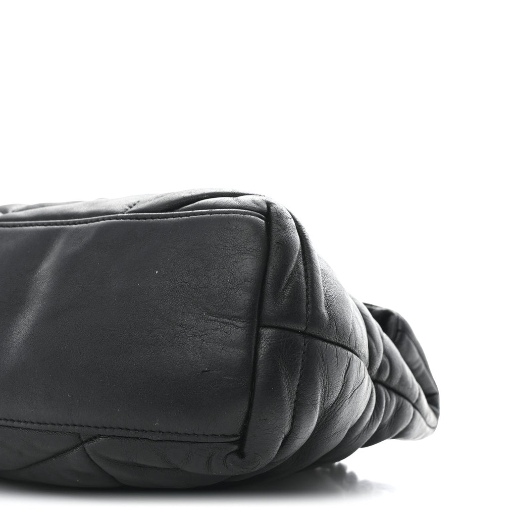 Lambskin Quilted Small Loulou Puffer Monogram Chain Satchel Black
