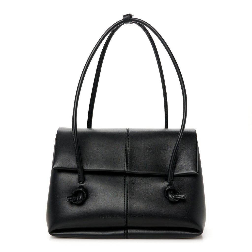 Calfskin Medium Falcon Shoulder Bag Black