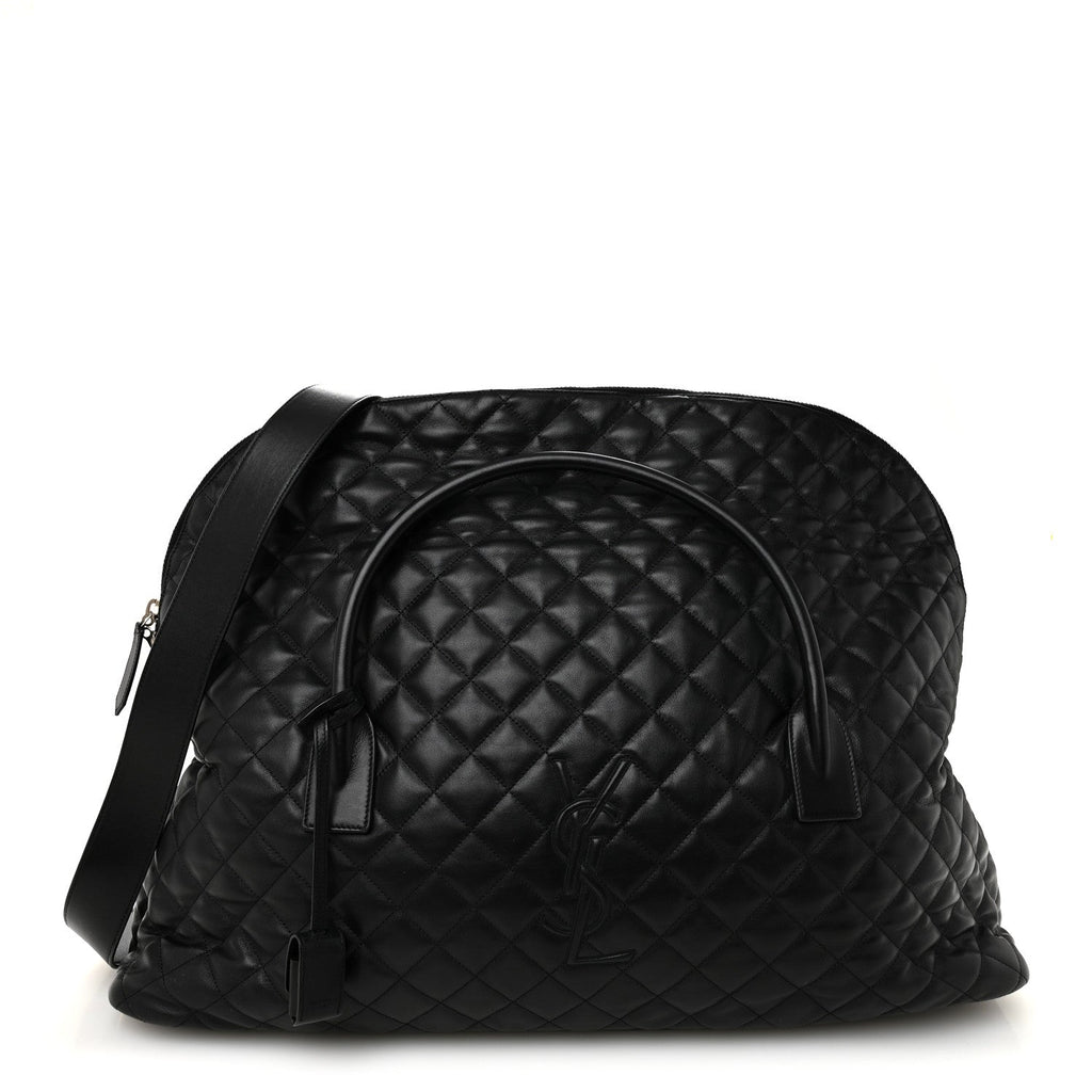 Calfskin Quilted ES Giant Travel Bag Black