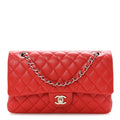 Lambskin Quilted Medium Double Flap Red