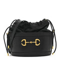 Azalea Sakai Calfskin Horsebit 1955 Drawstring Bucket Bag Black