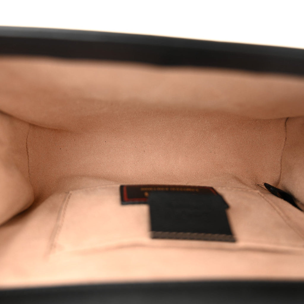 Calfskin Strawberry Embroidered Small Padlock Shoulder Bag Black