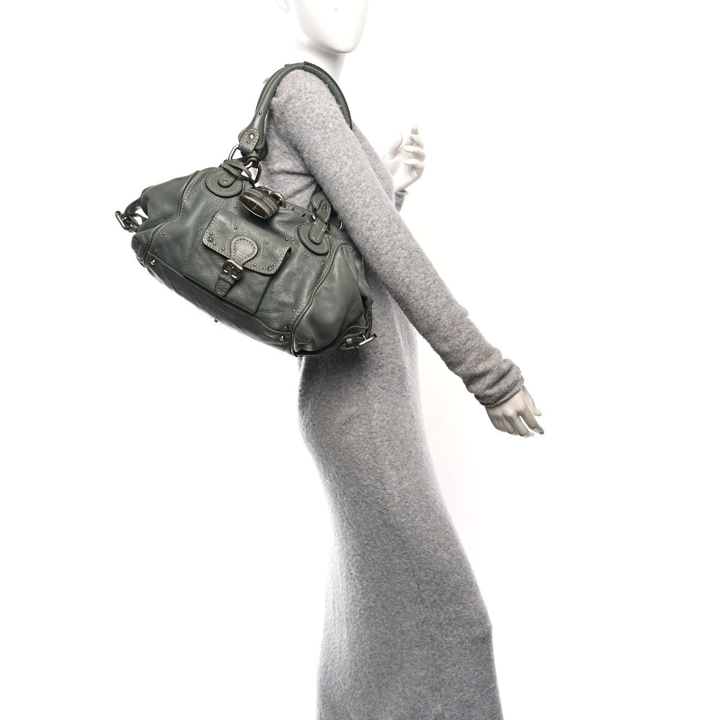 Calfskin Paddington Front Pocket Tote Gris Vert