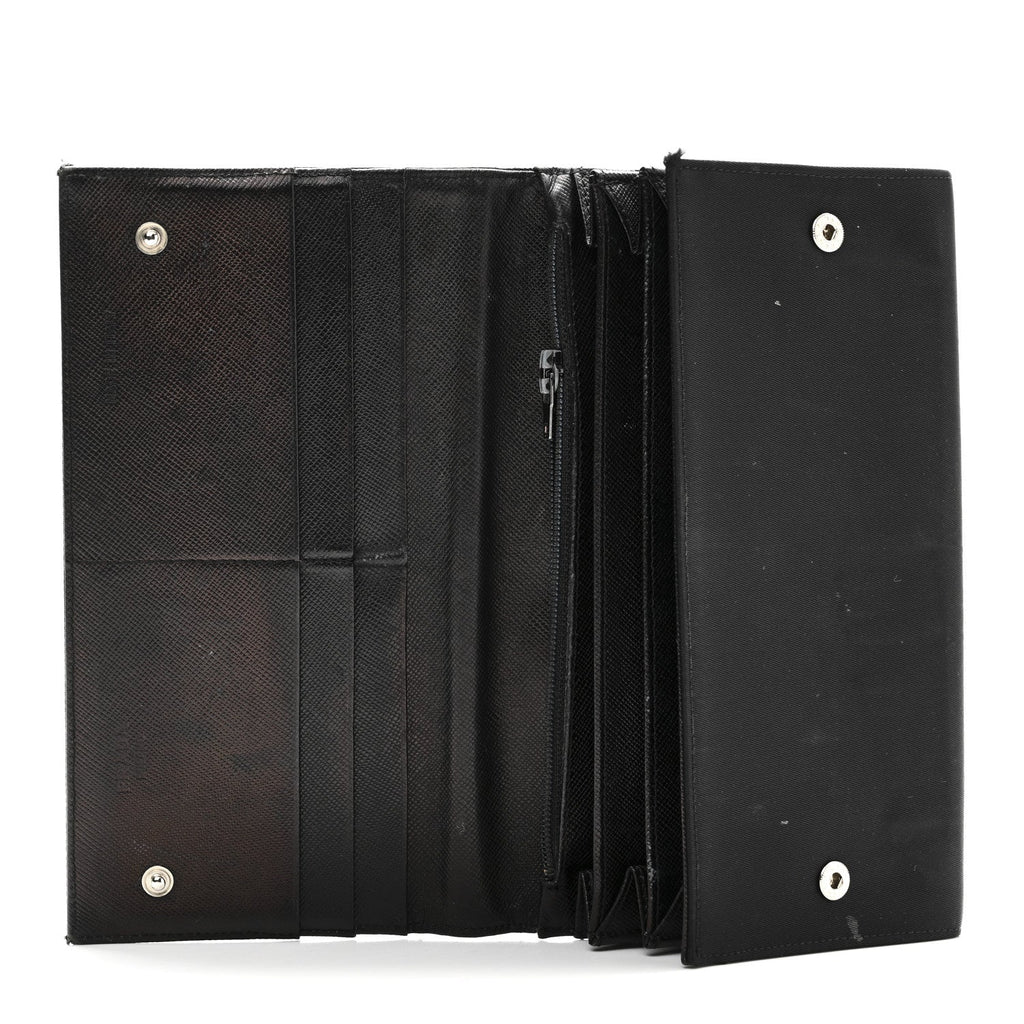 Tessuto Nylon Continental Flap Wallet Black