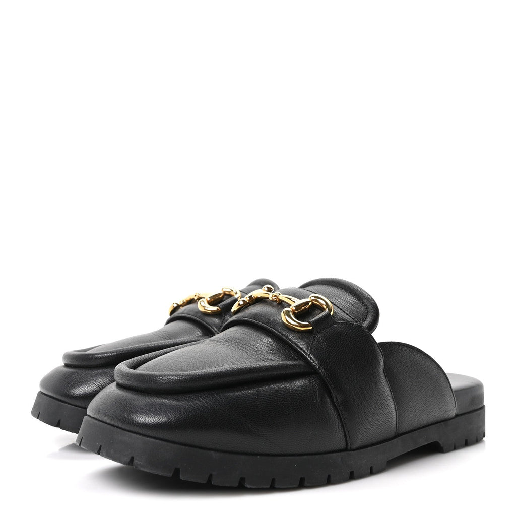 Goatskin Auroville Horsebit Mules 39.5 Black