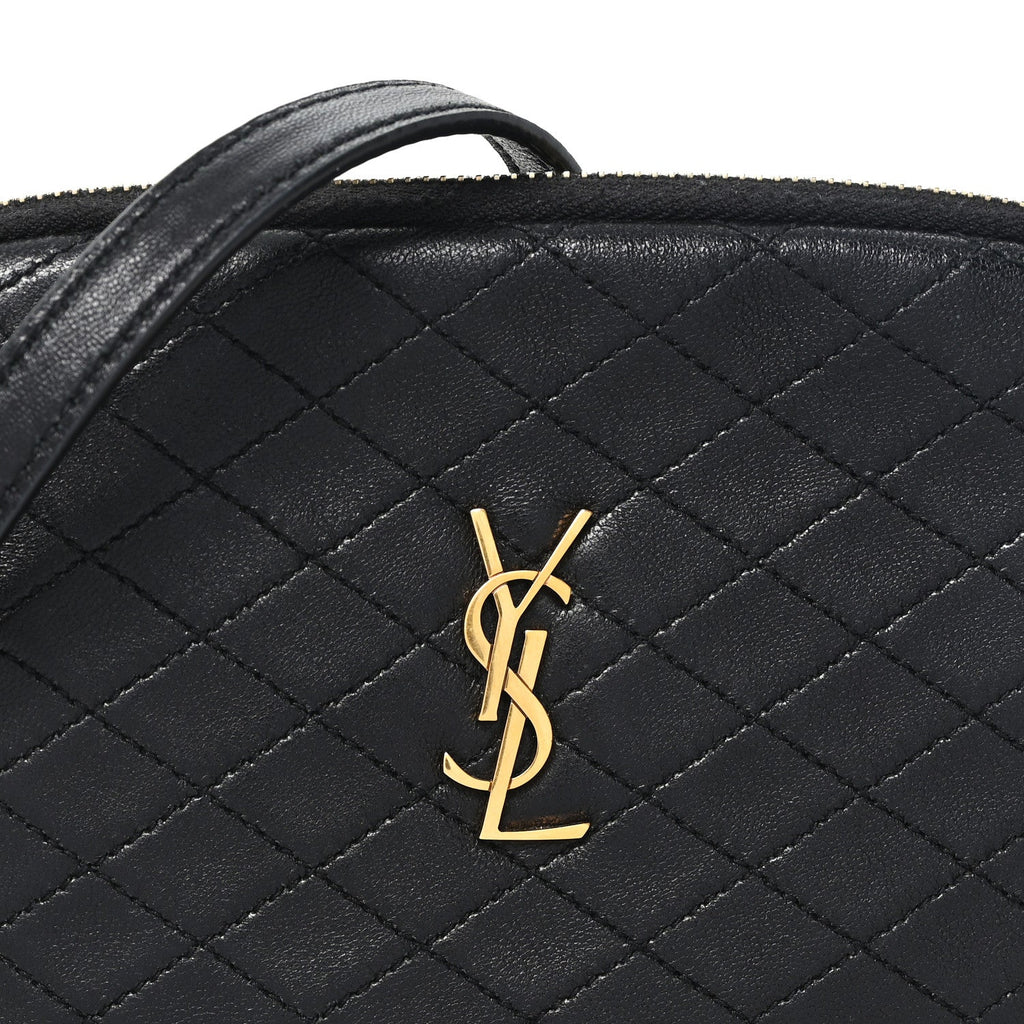 Lambskin Quilted Gaby Zipped Pouch Black