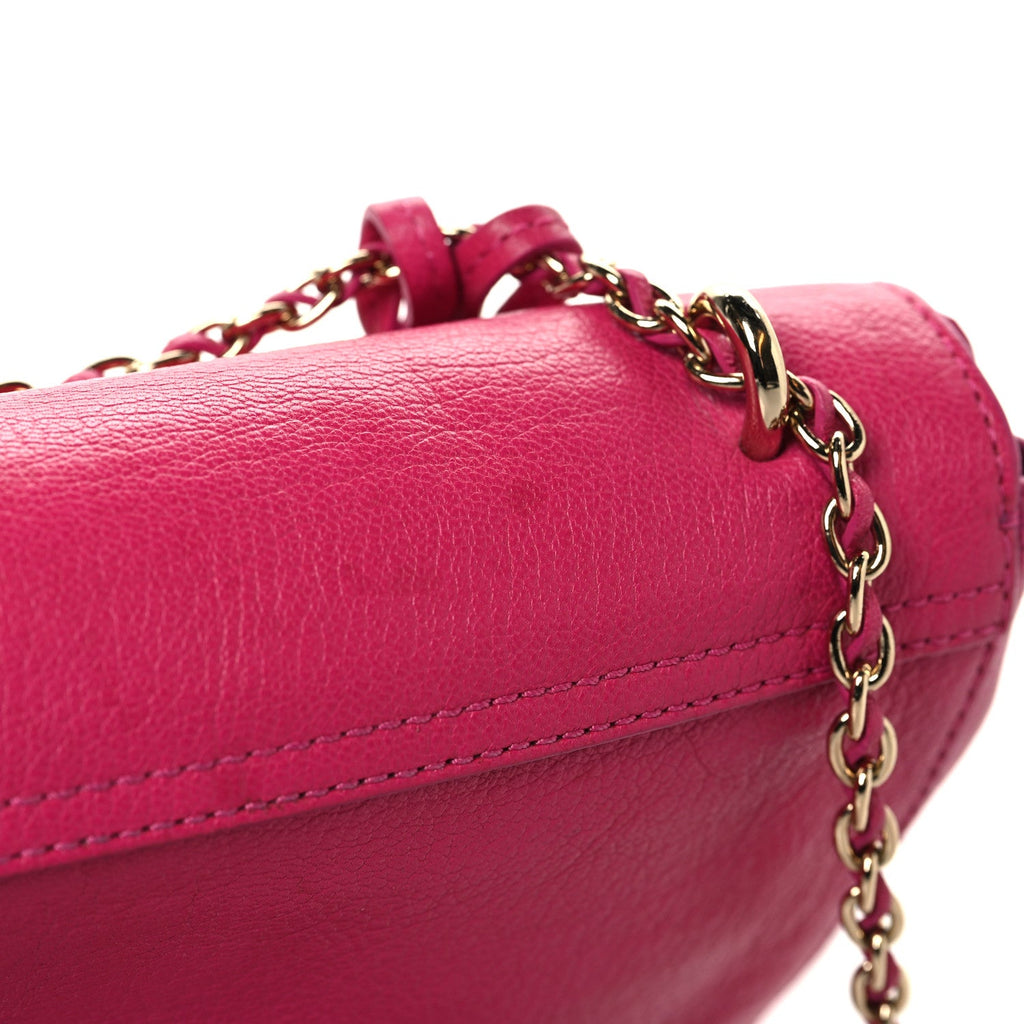 Small Classic Grain Calfskin Small Lily Flap Pink