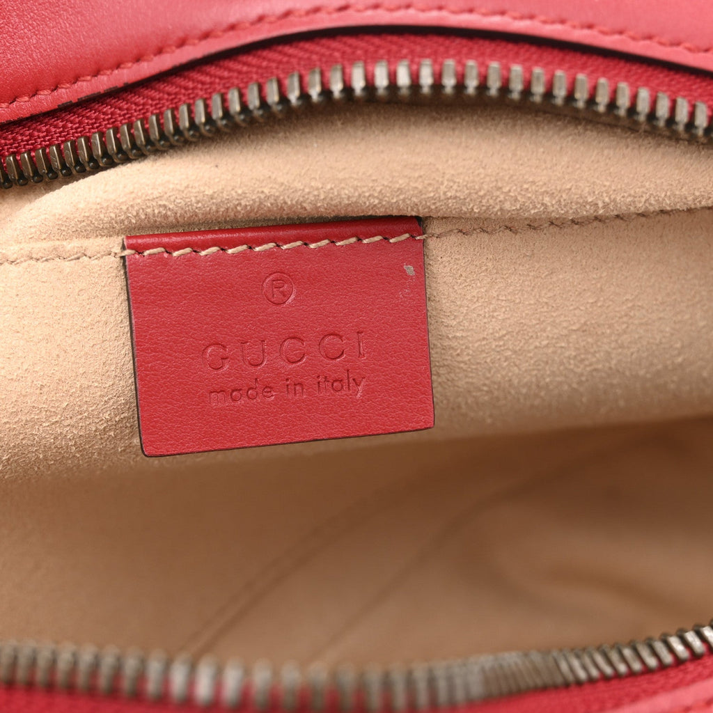 Calfskin Matelasse Small GG Marmont Chain Shoulder Bag Hibiscus Red
