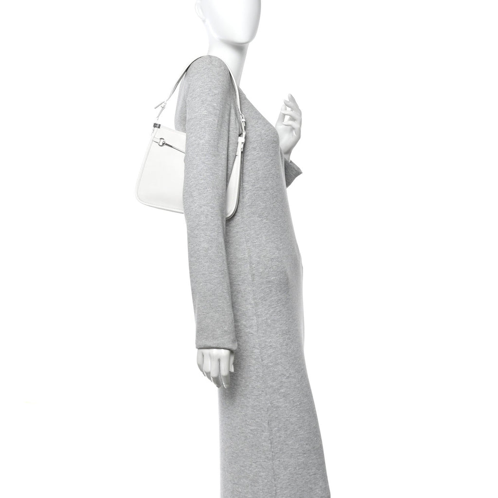 Calfskin Horsebit Slim Shoulder Bag White