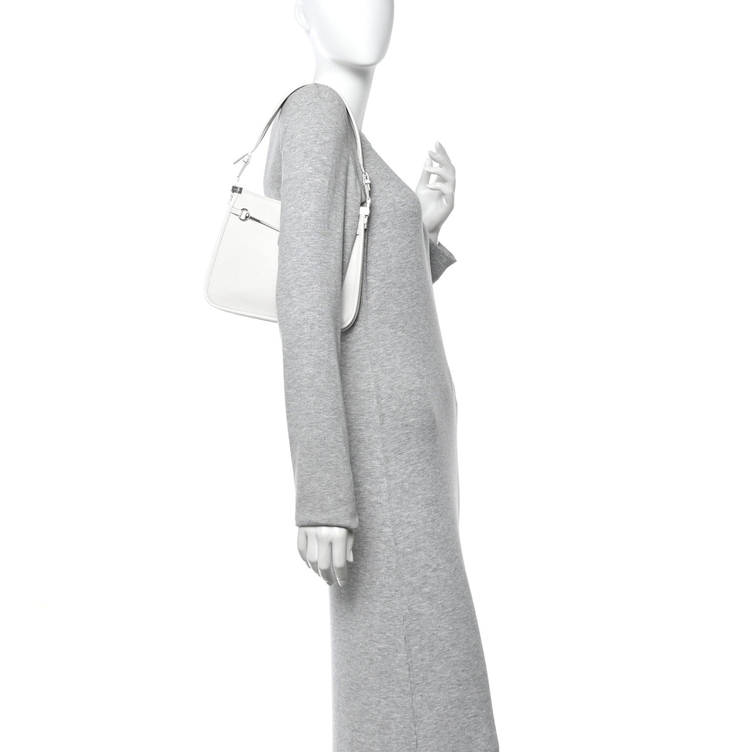 Calfskin Horsebit Slim Shoulder Bag White