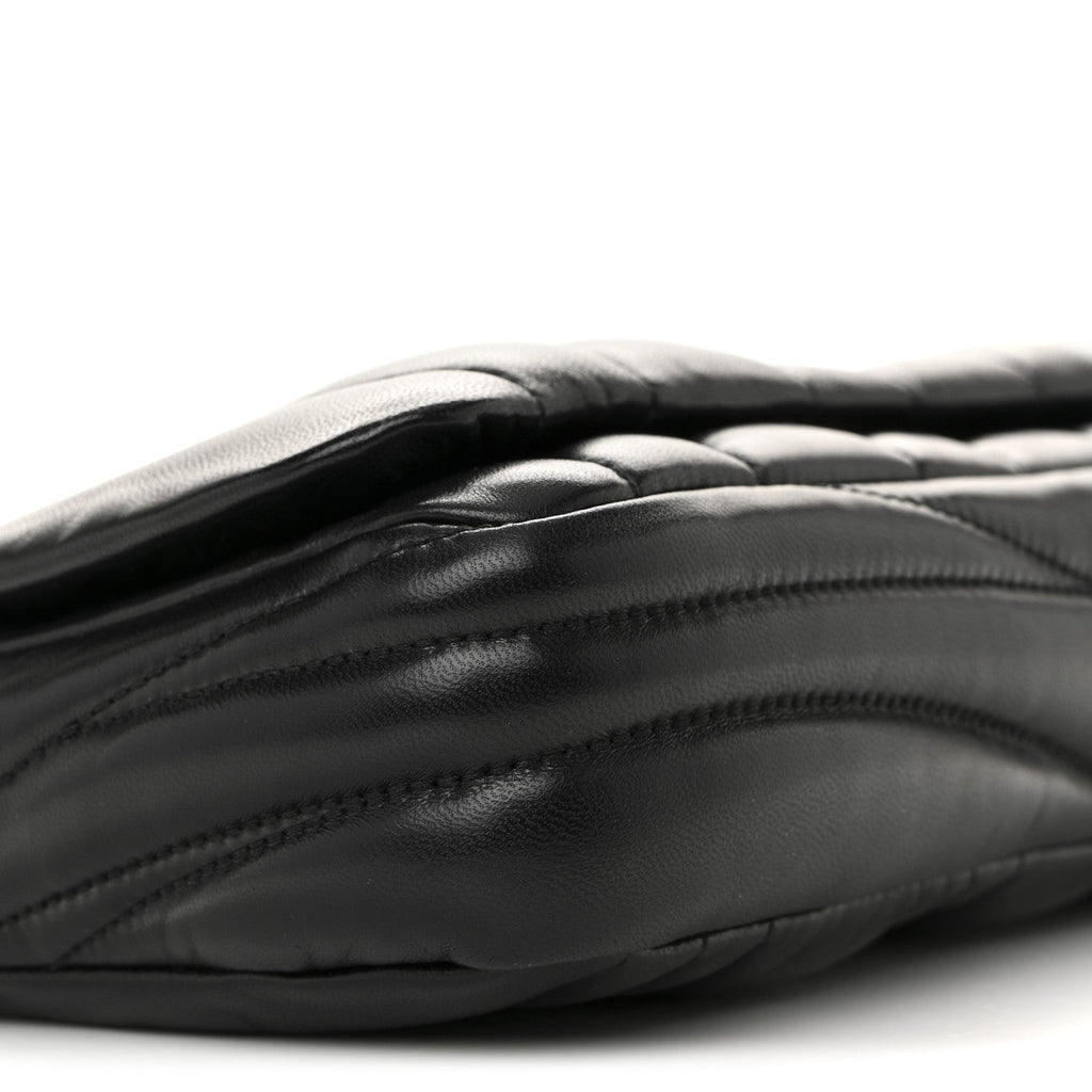 Lambskin Quilted Mini GG Milano Top Handle Shoulder Bag Black