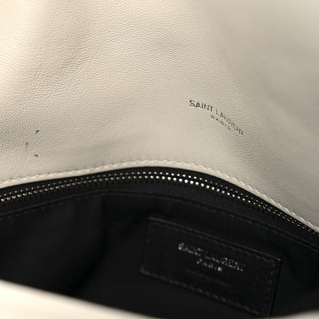 Lambskin Quilted Medium Loulou Puffer Monogram Chain Satchel Crema Soft