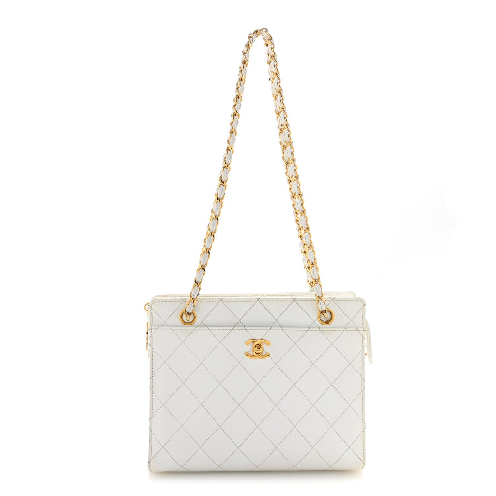 Caviar Quilted Shoulder Bag White
