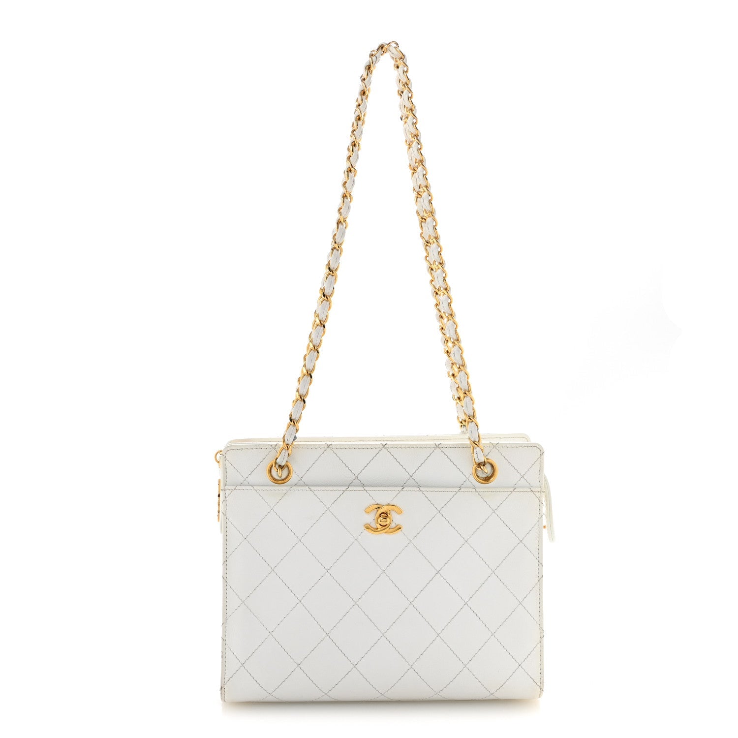 Caviar Quilted Shoulder Bag White