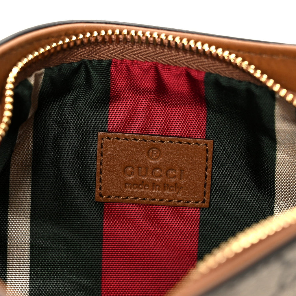 GG Monogram Calfskin Small Emblem Shoulder Bag Beige Dark Brown
