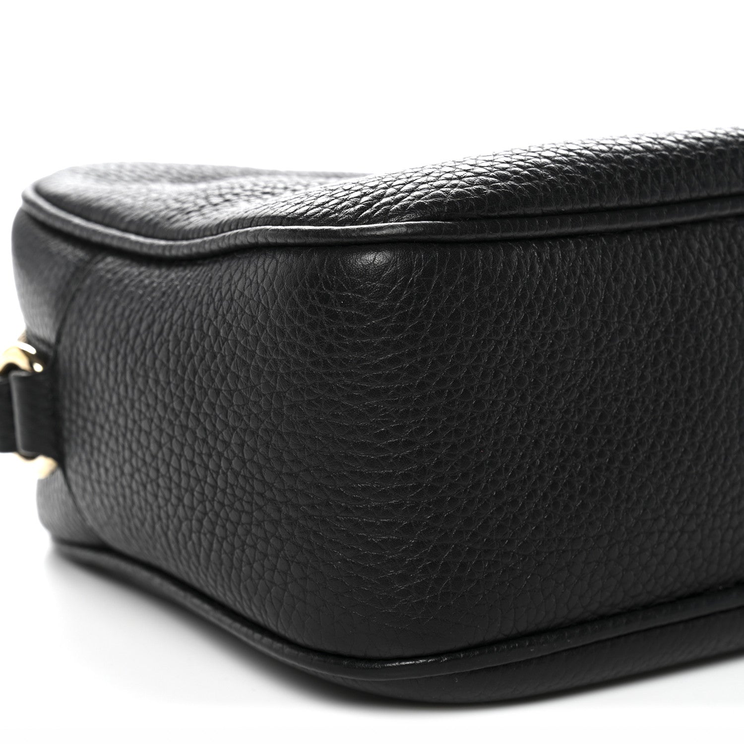 Pebbled Calfskin Small Soho Disco Bag Black