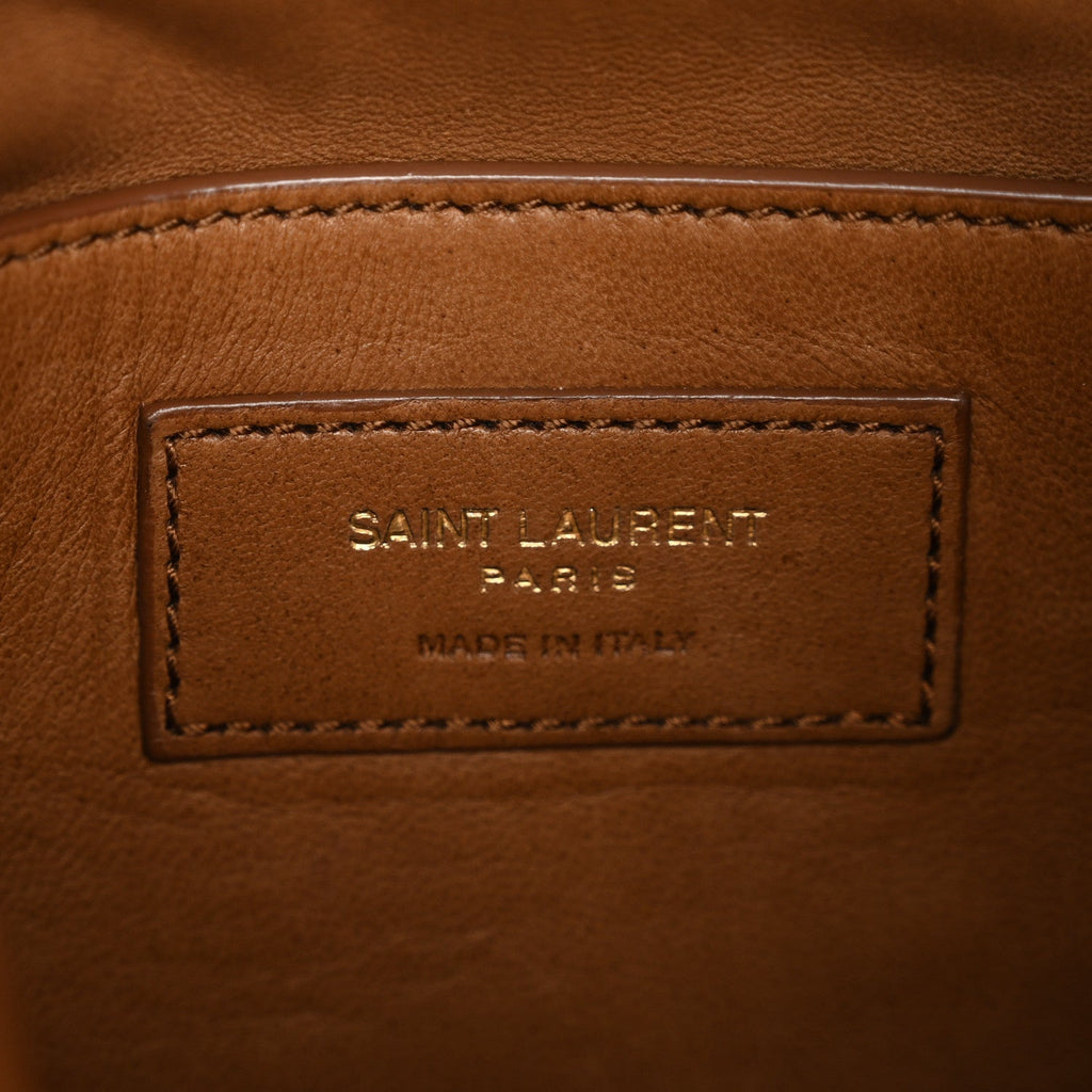 Faux Fur Lambskin Bucket Bag Brown Chocolate