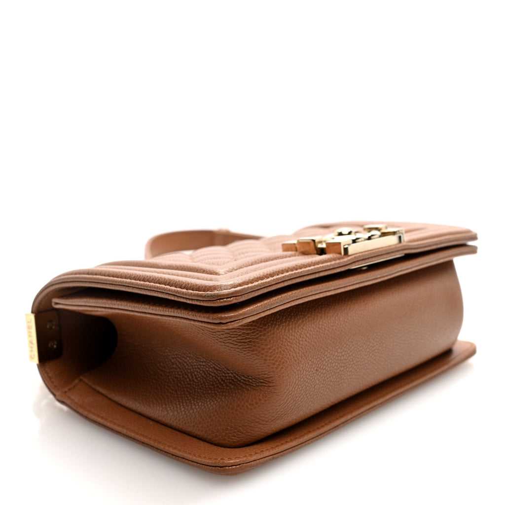 Caviar Quilted Small Boy Flap Beige