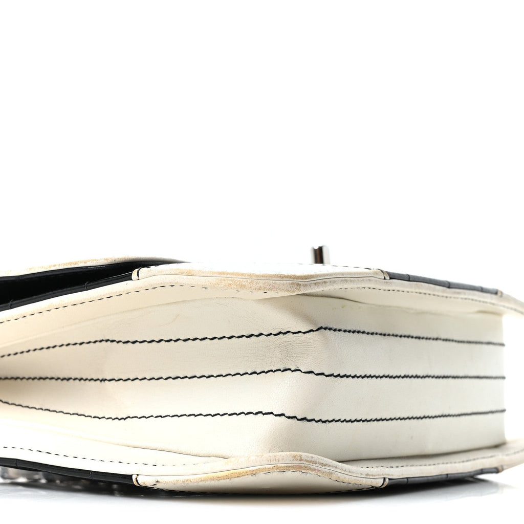 Lambskin Patent Chocolate Bar Flap Black White