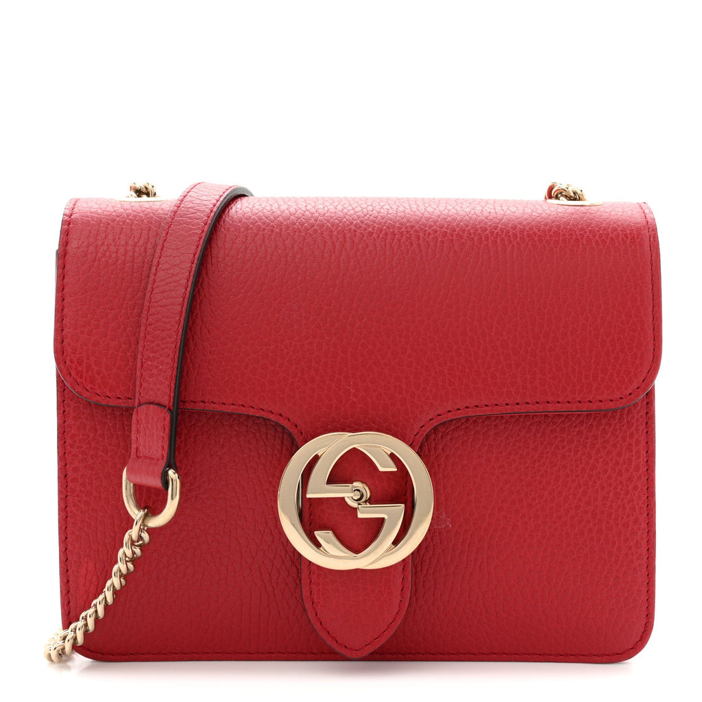 Dollar Calfskin Small Interlocking G Shoulder Bag Red