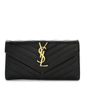 Grain De Poudre Matelasse Chevron Monogram Flap Wallet Black