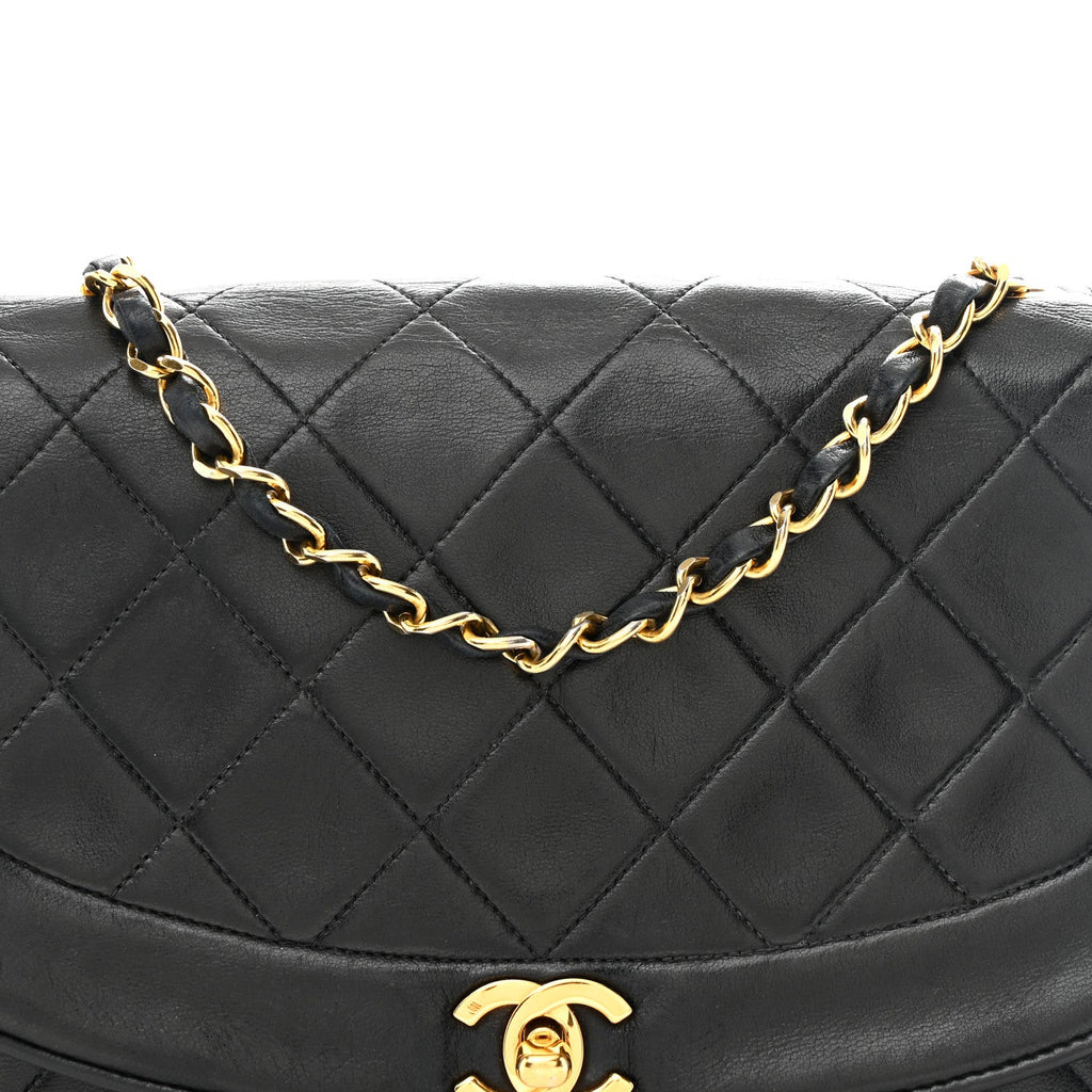 Lambskin Quilted Medium Single Flap Black