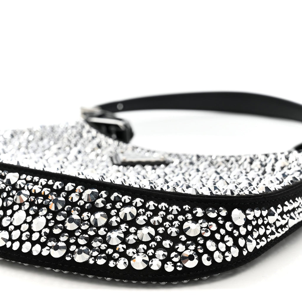 Satin Crystal Cleo Adjustable Strap Shoulder Bag Metal