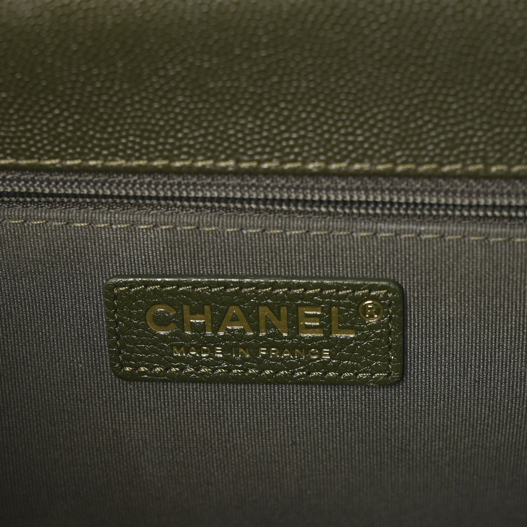 Caviar Quilted School Memory Backpack Dark Green