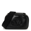 Calfskin Lacquered Vlogo Crossbody Bag Black