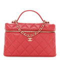 Caviar Quilted Top Handle Slim Vanity With Chain Red