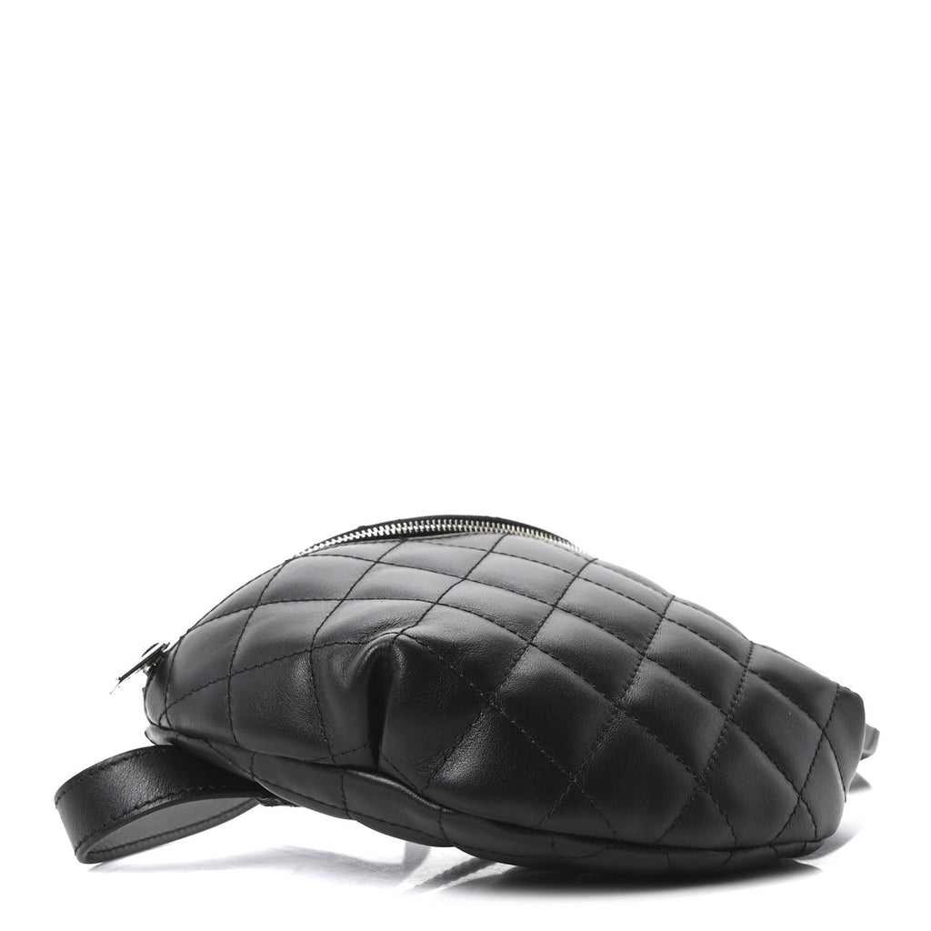 Calfskin Quilted Uniform Waist Belt Bag Black