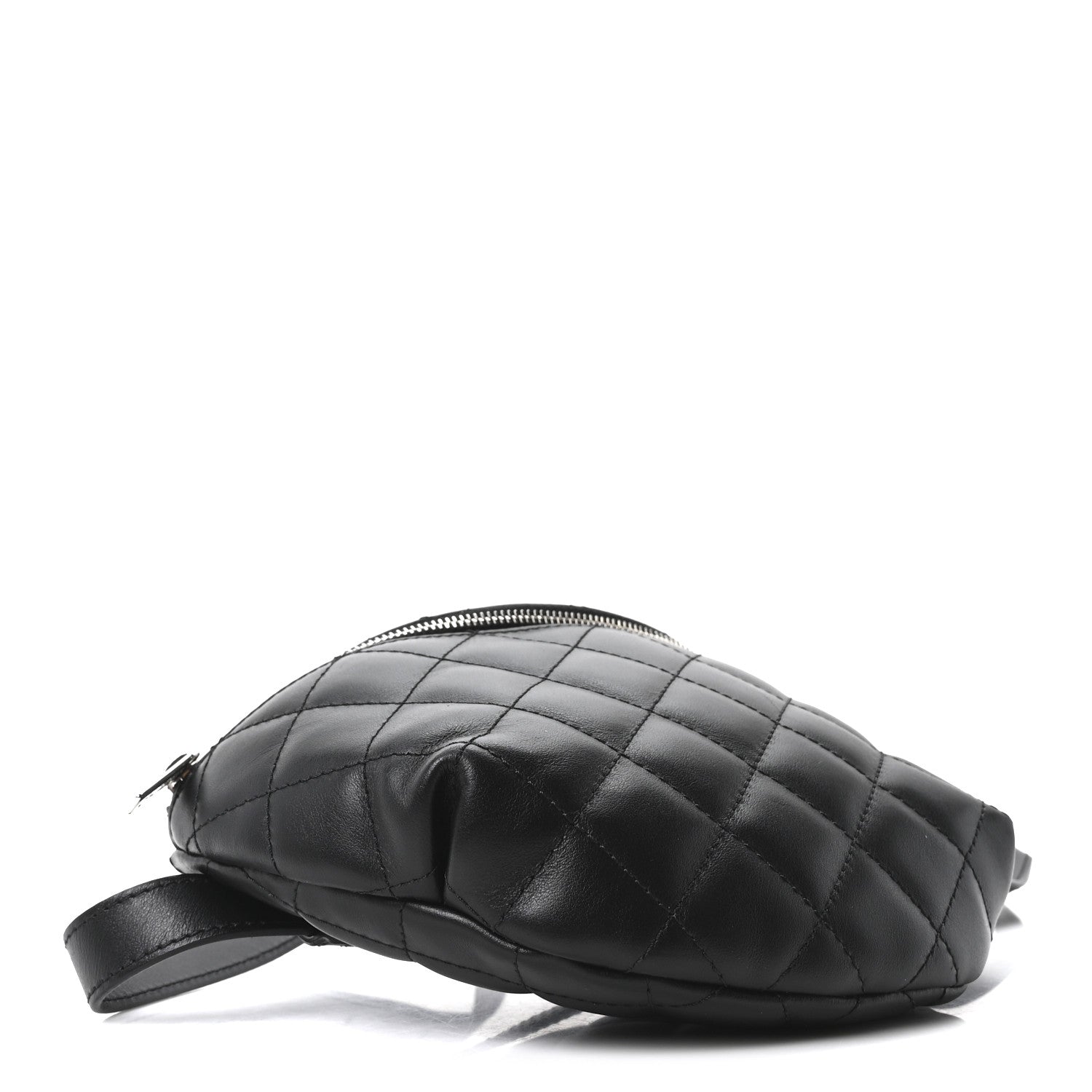 Calfskin Quilted Uniform Waist Belt Bag Black