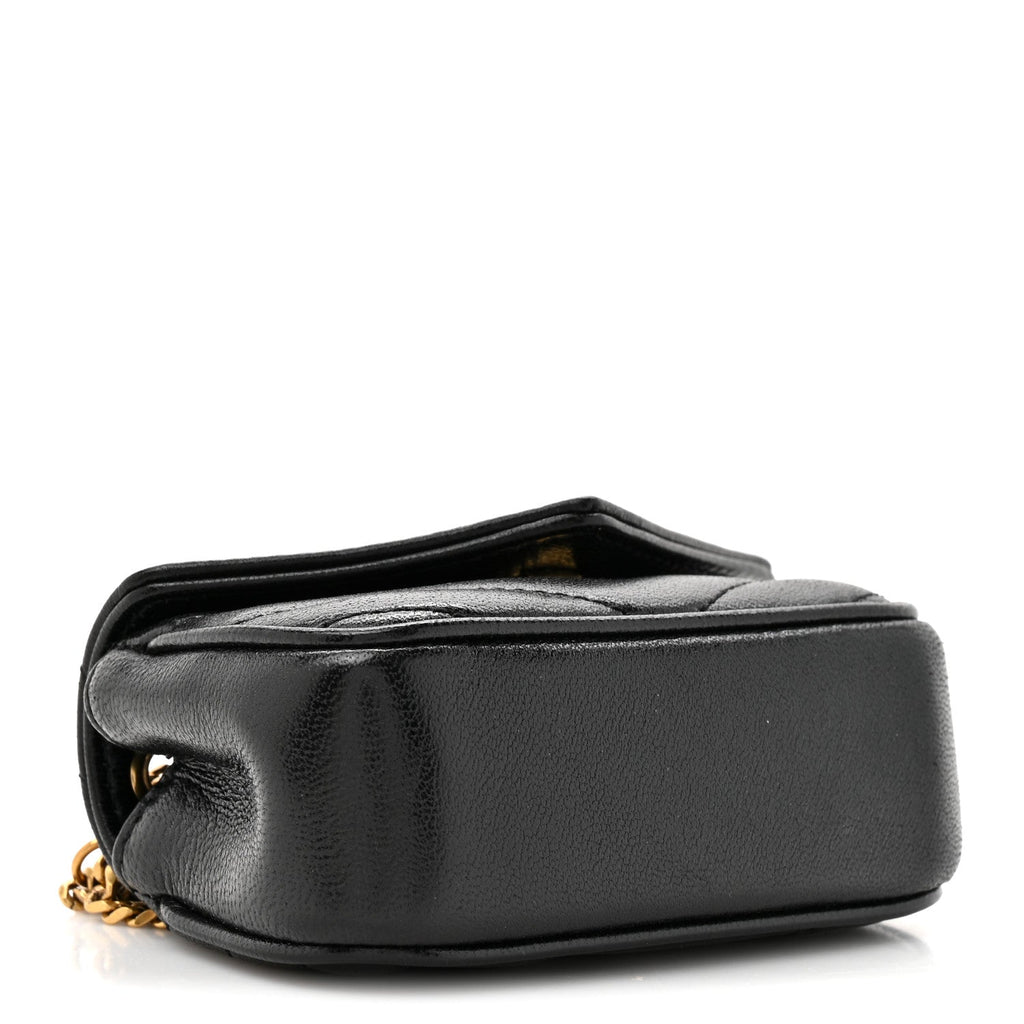 Lambskin Chevron Quilted Micro LouLou Black