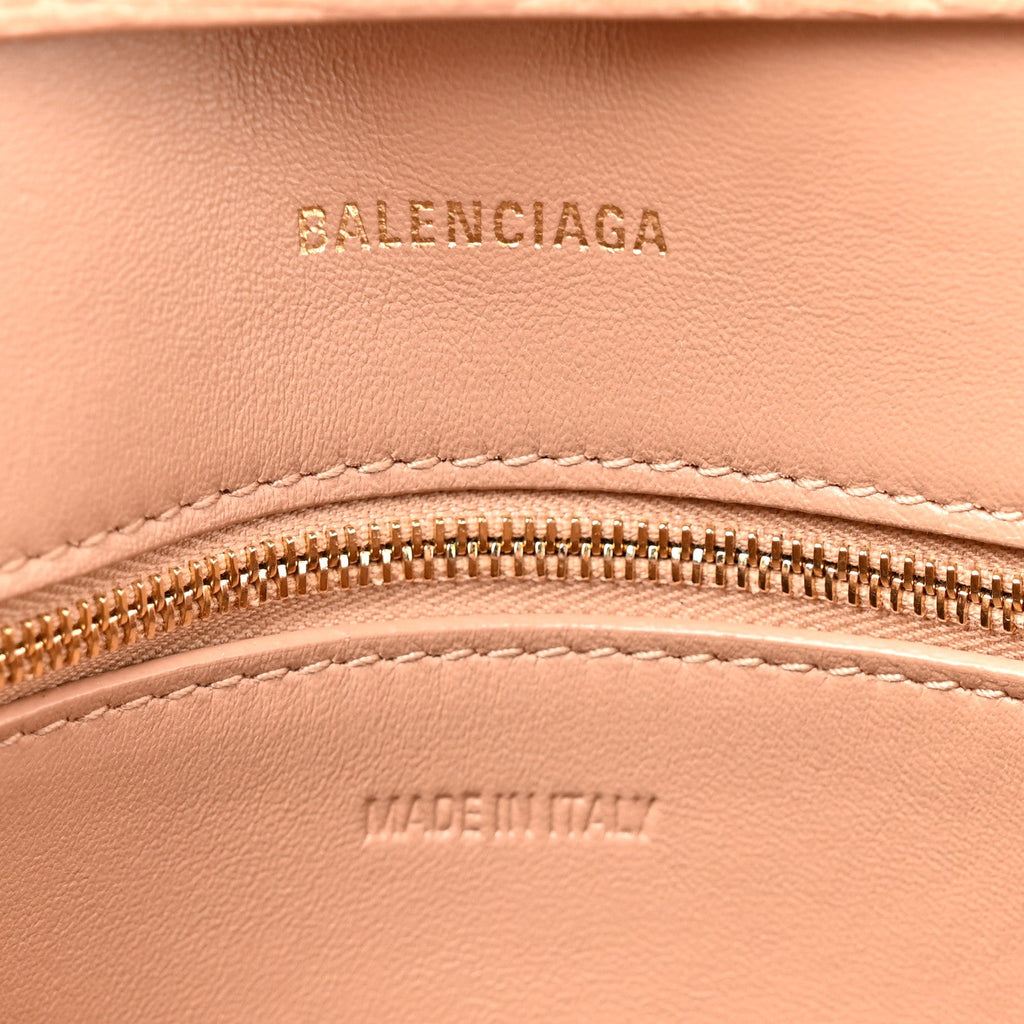 Extra Supple Calfskin Crocodile Embossed Small Downtown Shoulder Bag Nude Beige