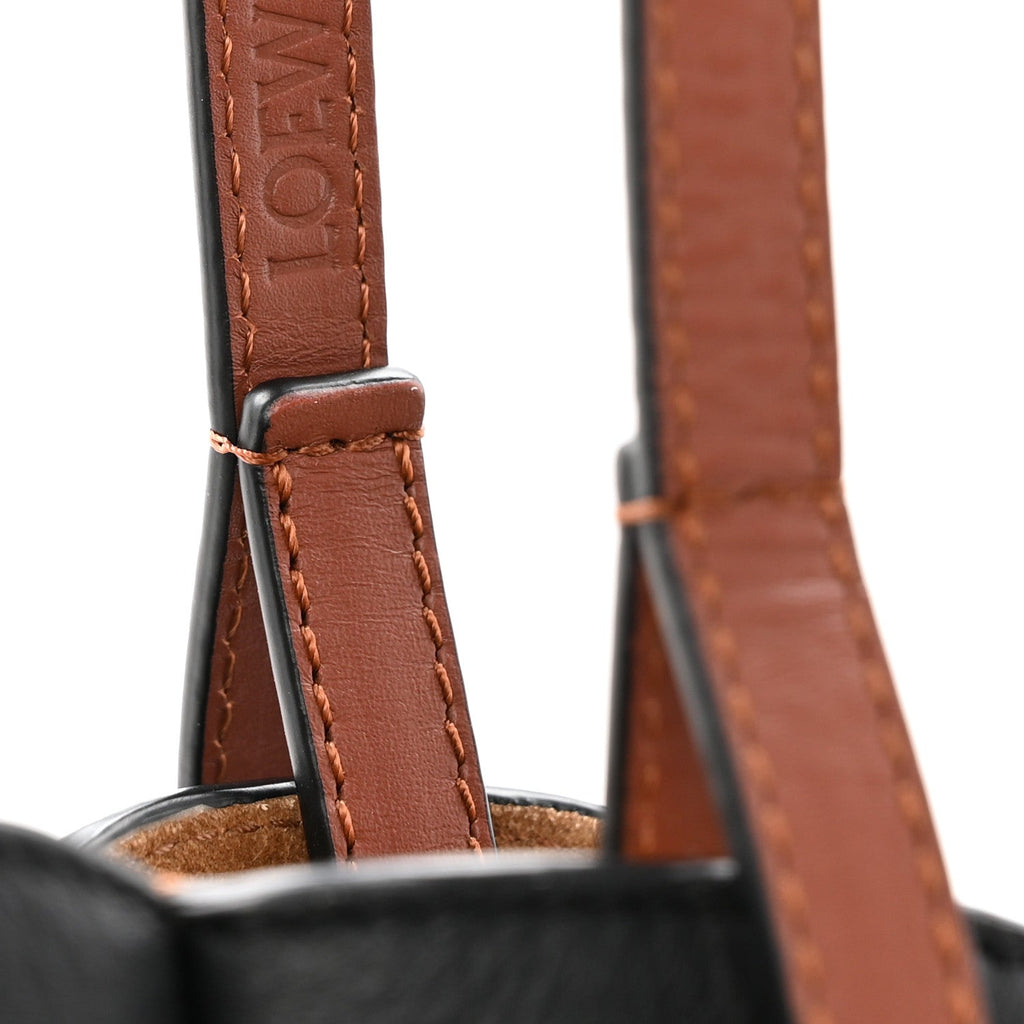 Calfskin Perforated Small Shell Tote  Black