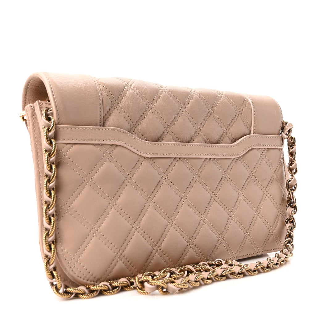 Lacquered Lambskin Baroque Single Flap Beige