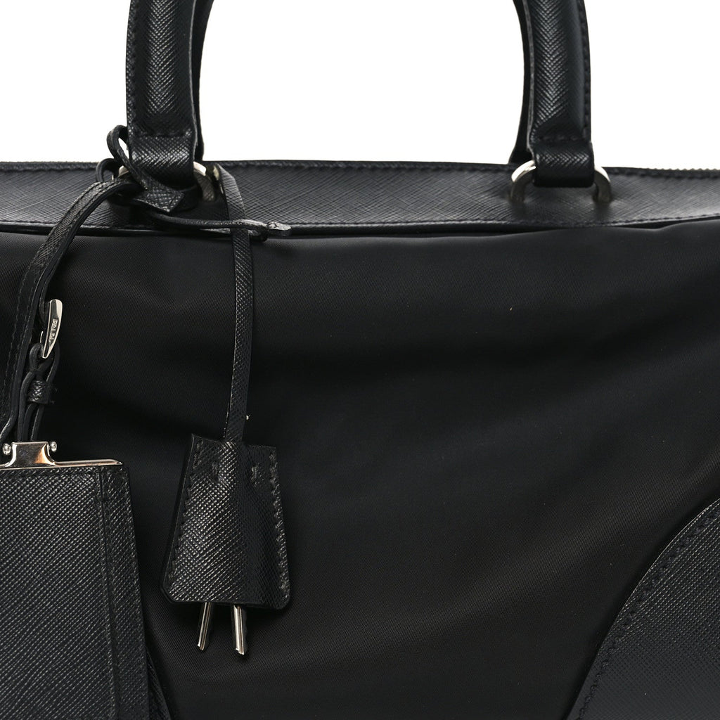 Nylon Saffiano Top Handle Bag Black