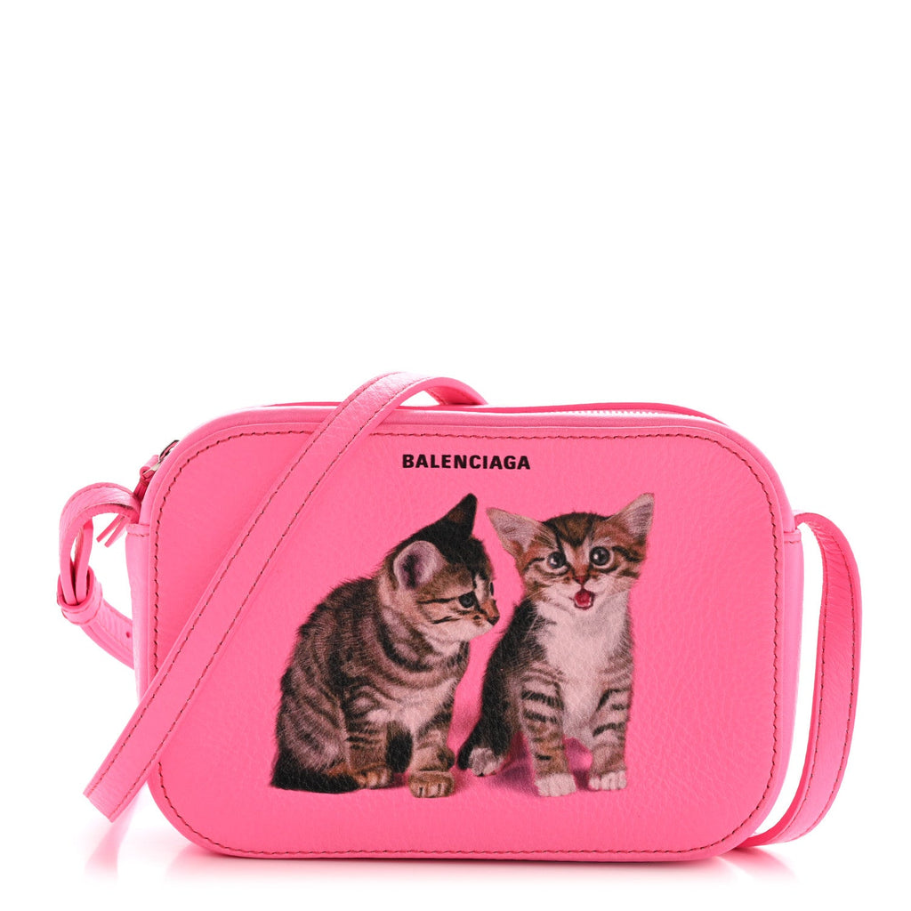 Calfskin Kittens Logo XS Everyday Camera Bag Acid Pink