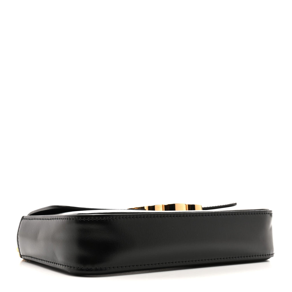 Shiny Calfskin Triomphe Chain Shoulder Bag Black