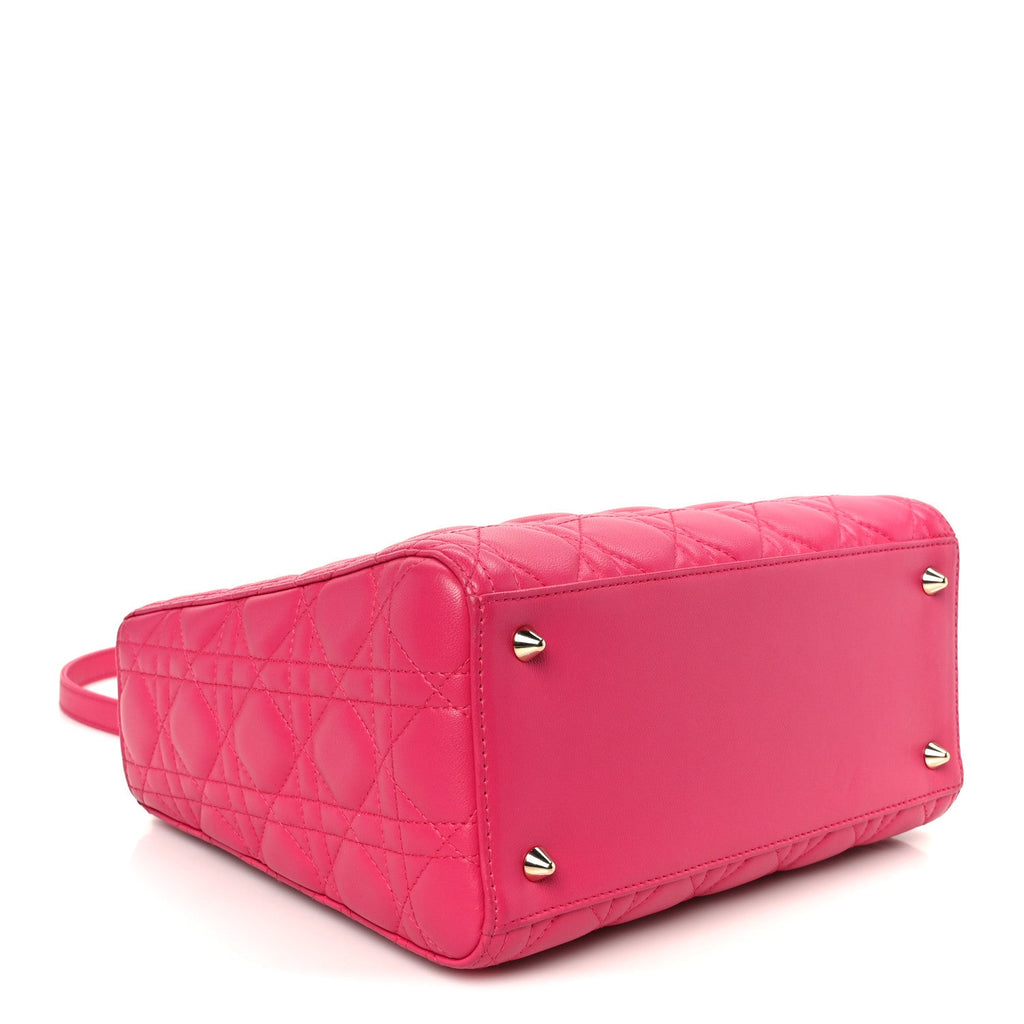 Lambskin Cannage Medium Lady Dior Fuchsia
