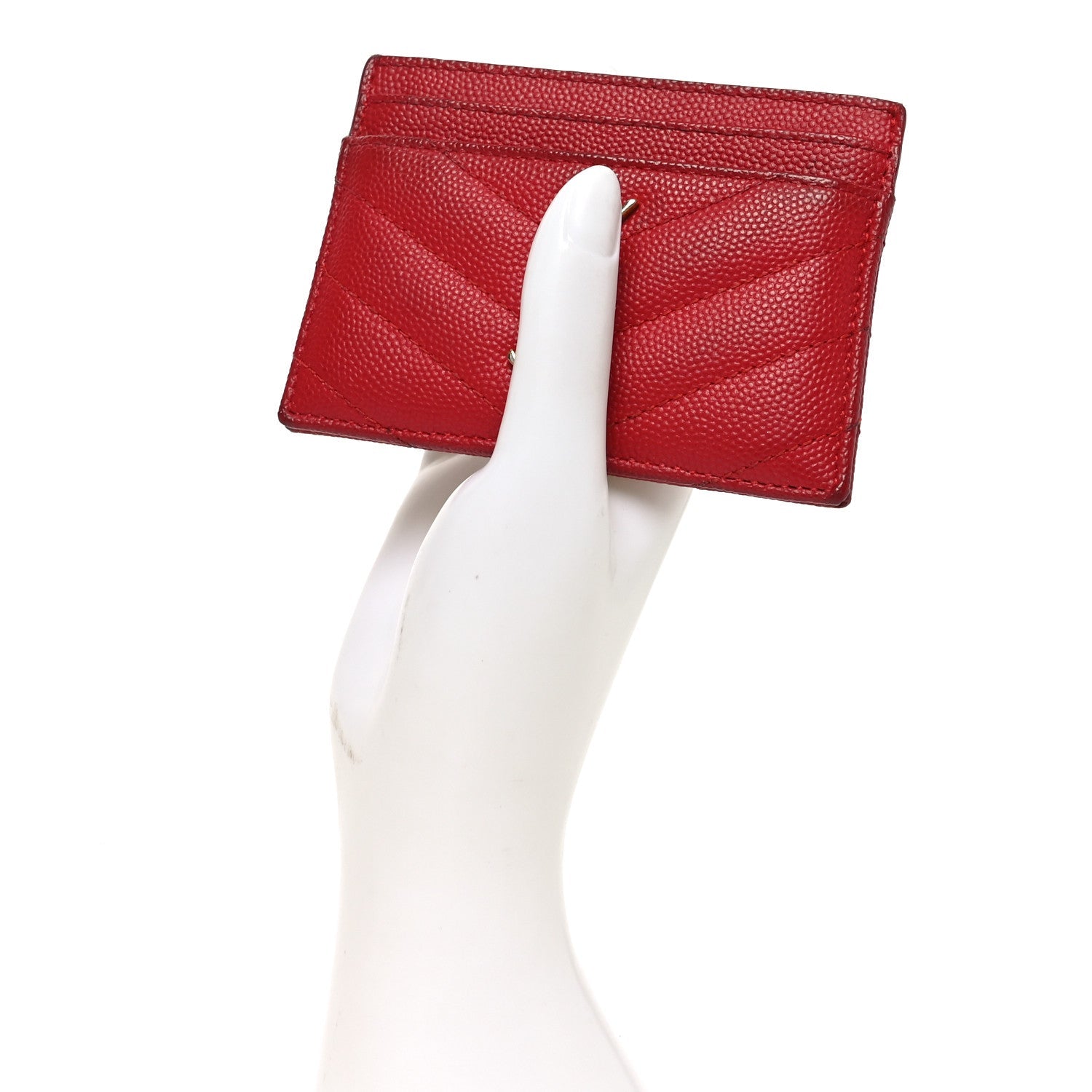 Grain De Poudre Matelasse Chevron Monogram Credit  Case New Red