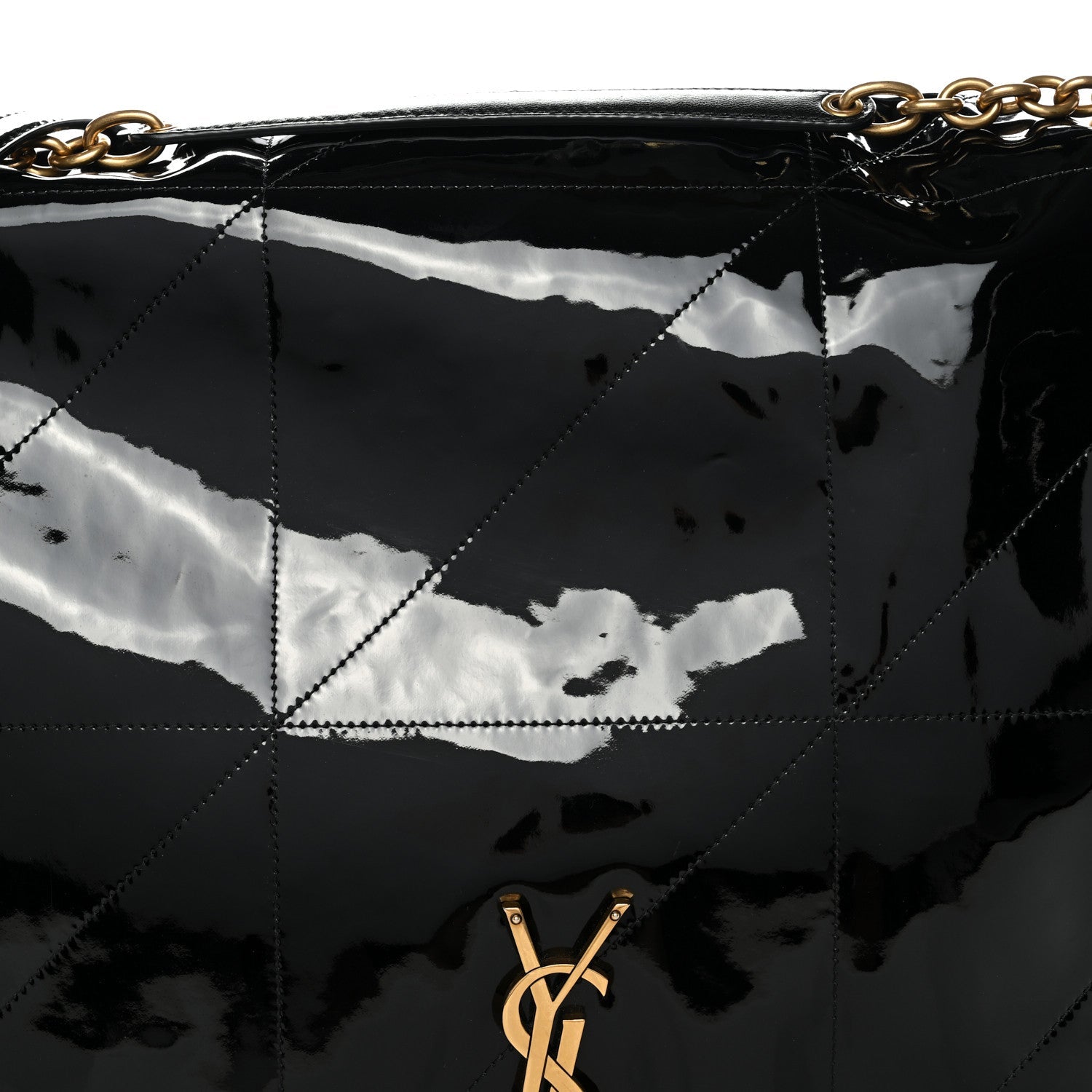 Patent Matelasse Monogram Large Jamie 4.3 Black