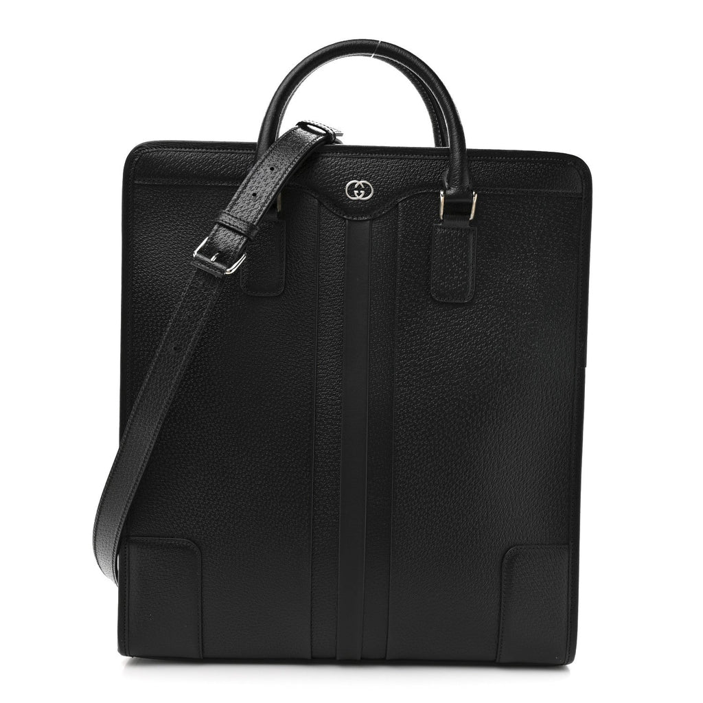 Dollar Pigprint Koi Calfskin Interlocking G Tote Bag Black