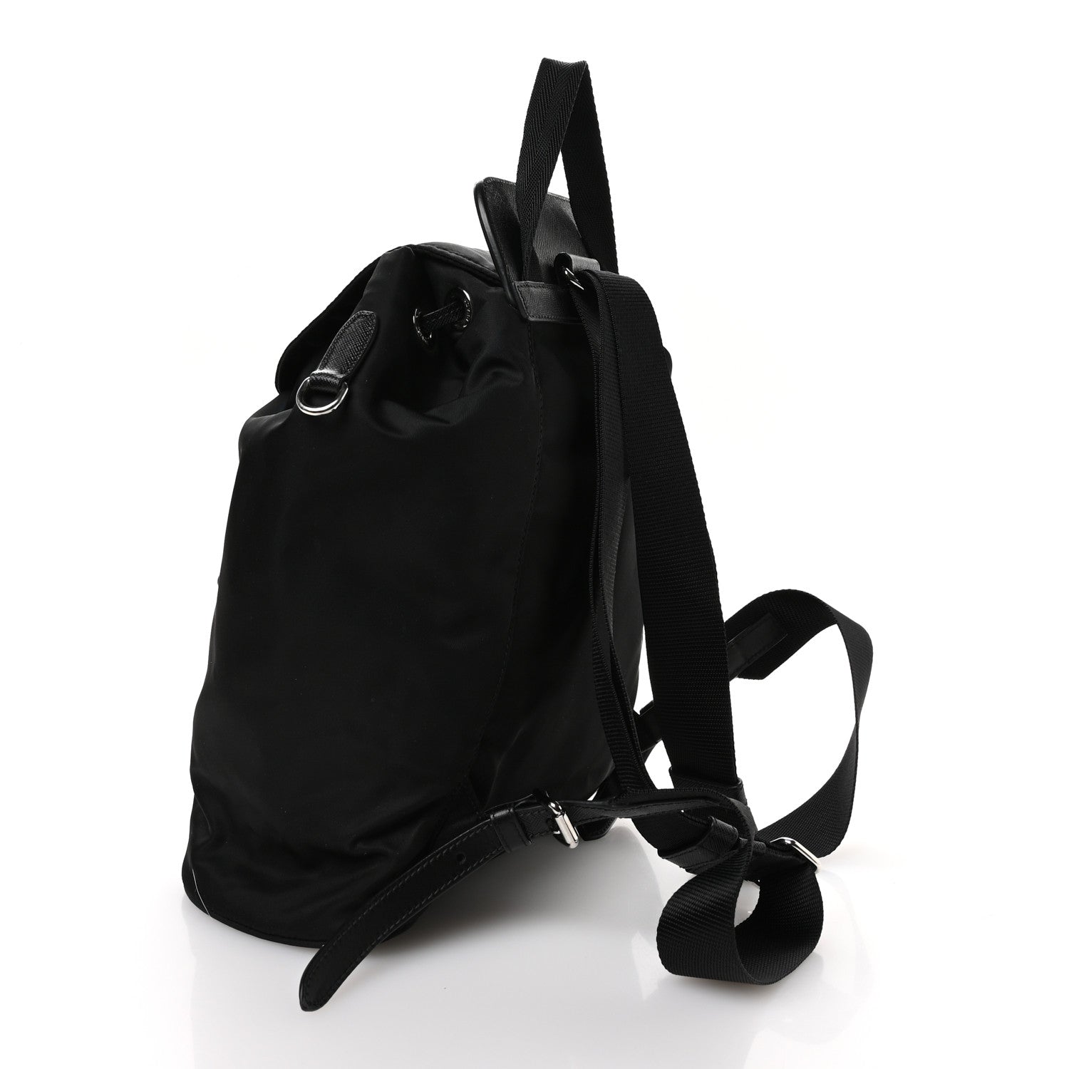 Nylon Vela Saffiano Small Cinch Backpack Black
